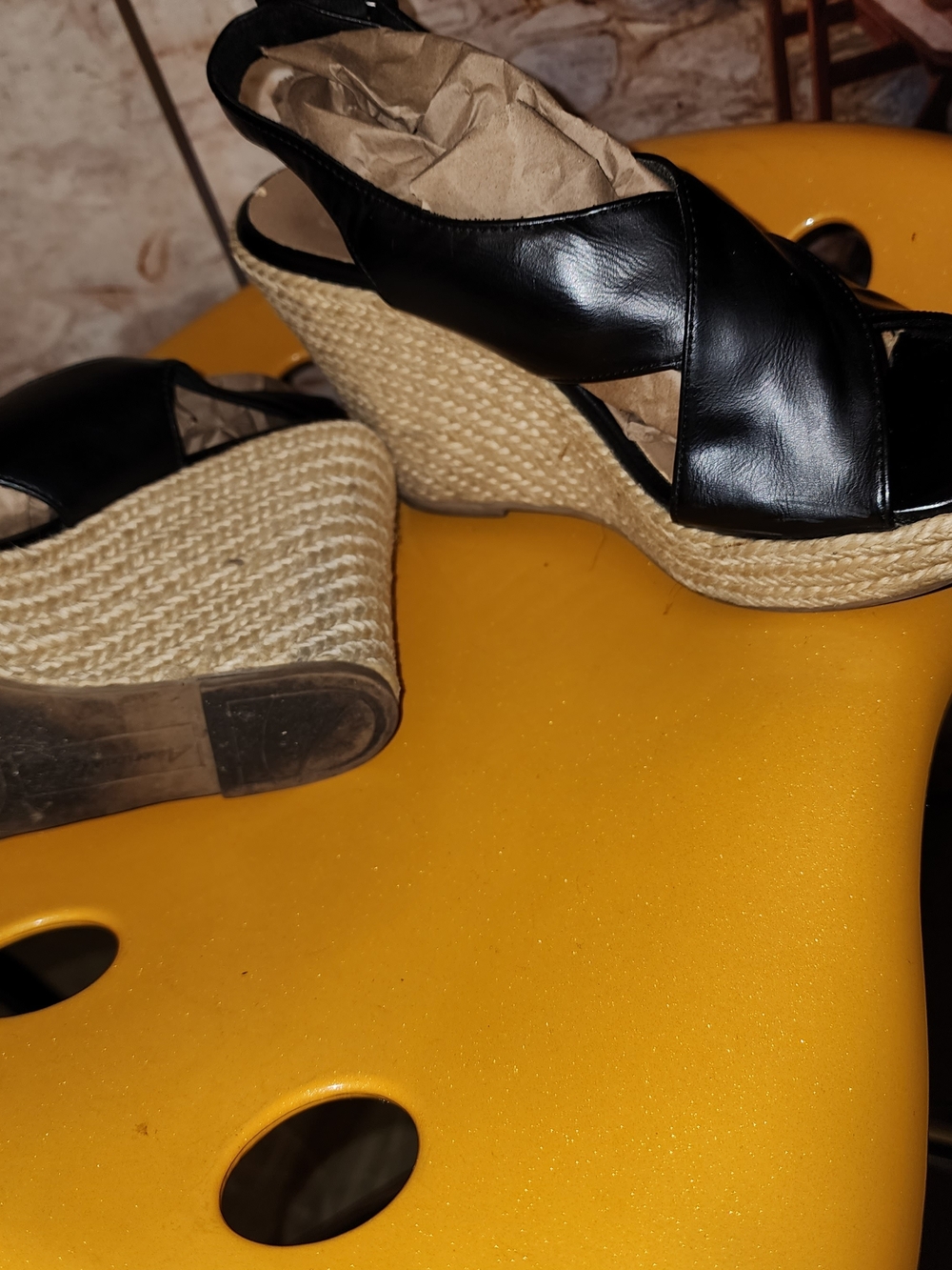 American Eagle Women's Black Espadrille Wedge Sandals - Picture 2 of 7